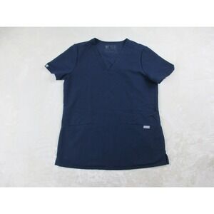 Figs Technical Collection Scrub Shirt Womens Small Blue‎ Pockets Medical Nurse